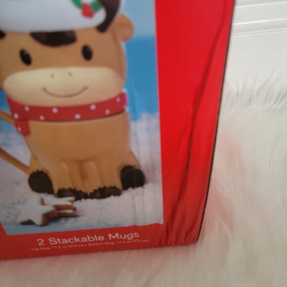 Holiday Lane Reindeer Set of 2 Stacked Mugs - Picture 4 of 7